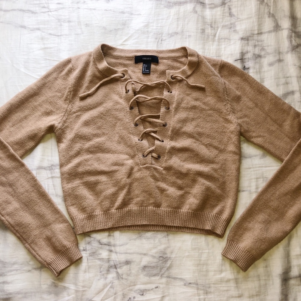 Cropped Sweater - Tan